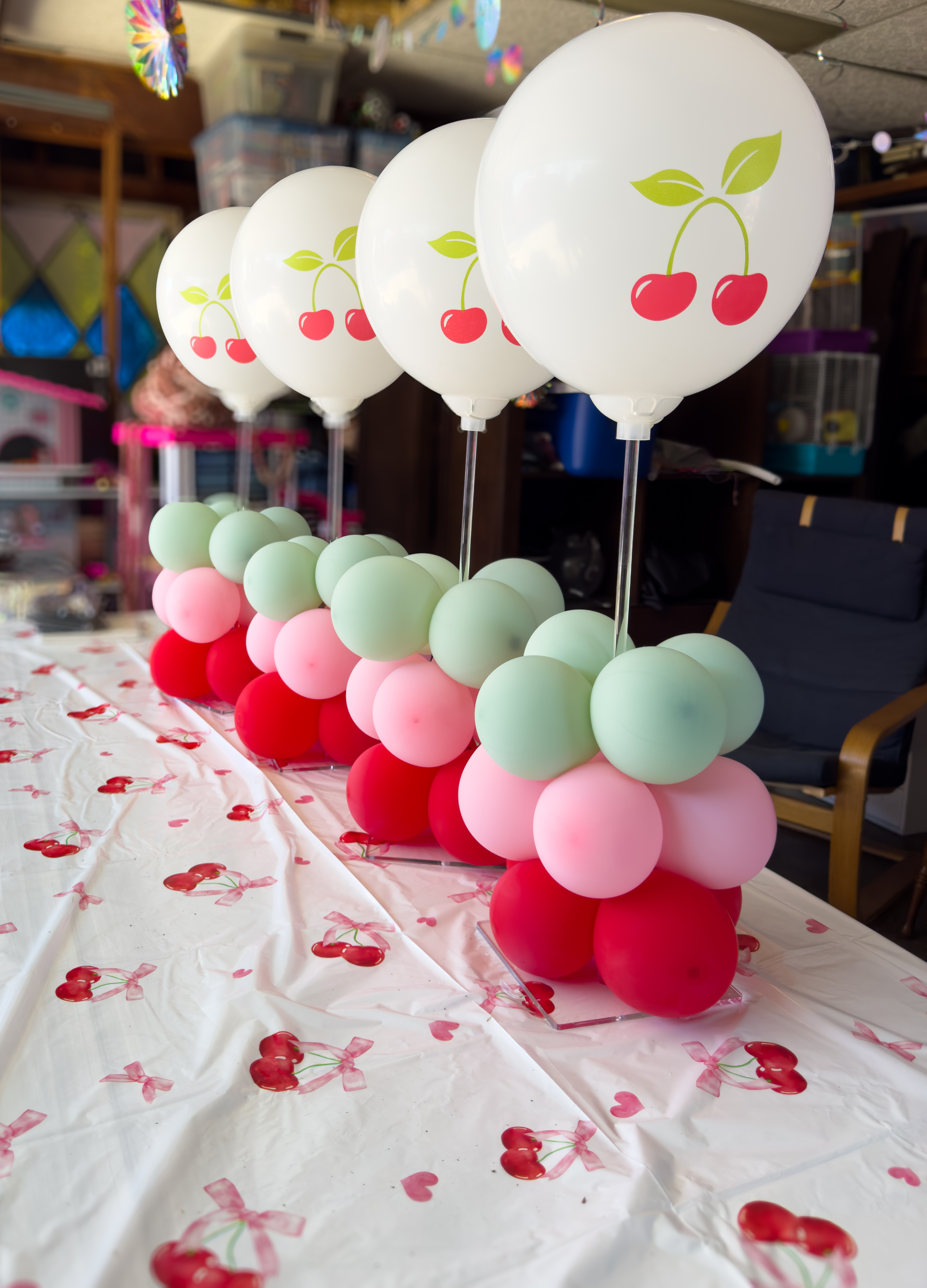 Pastel balloon garland with marquee number 2